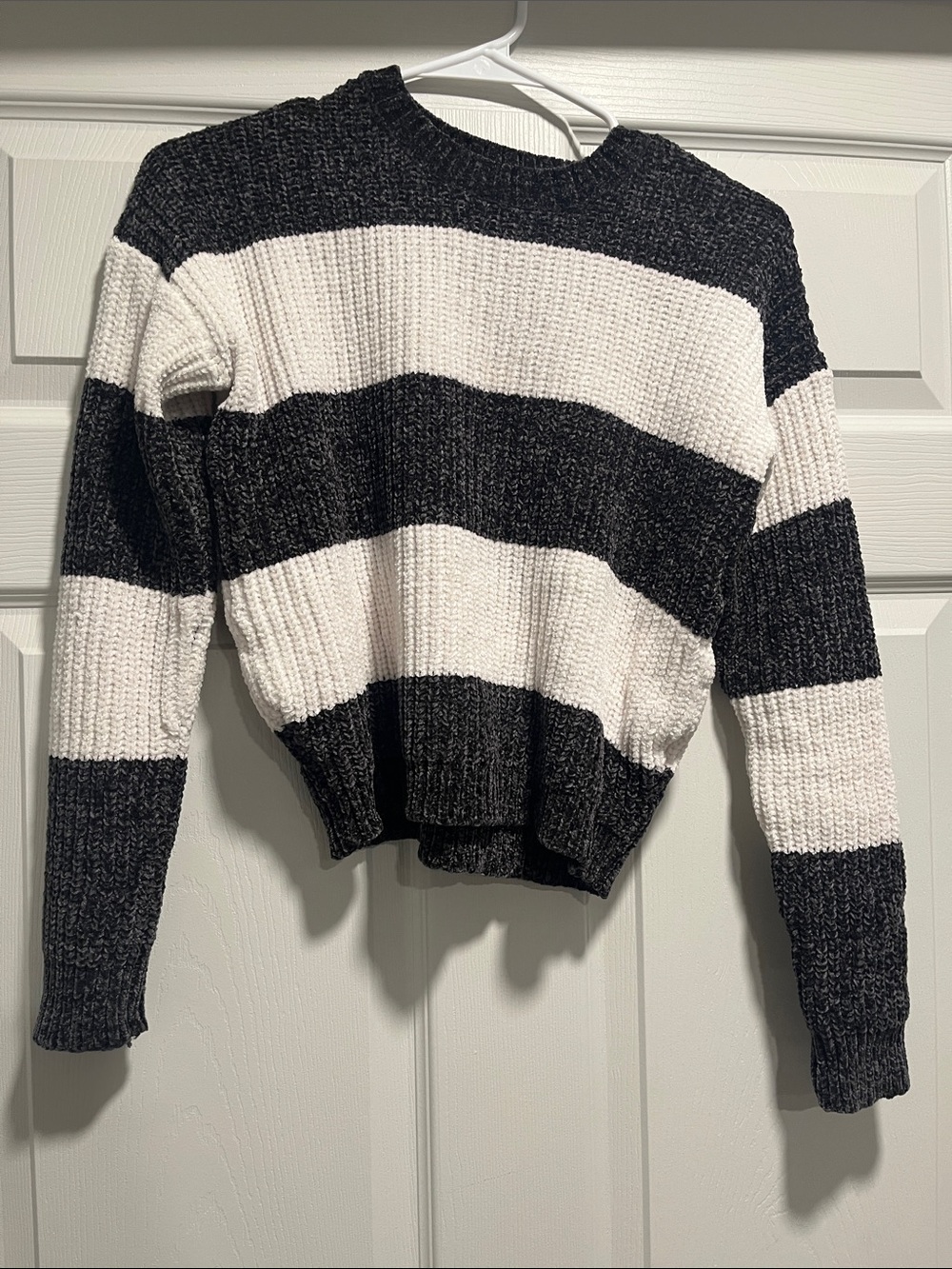 Kids Black & White Striped Knit Sweater - Unbranded